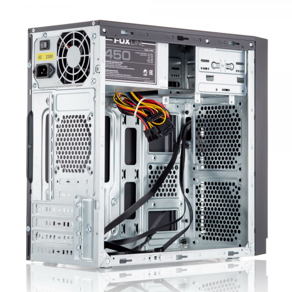 Корпус FoxLine Case Foxline FL-702 |FL-702-FZ450| , mATX, 1x5.25EXT, 1x3.5EXT, 2x3.5INT, 2xUSB2.0, HDA, w/o FAN, |FL-702-FZ450| w/450W ATX PSU, w/1.2m EU pwr cord, (970597)