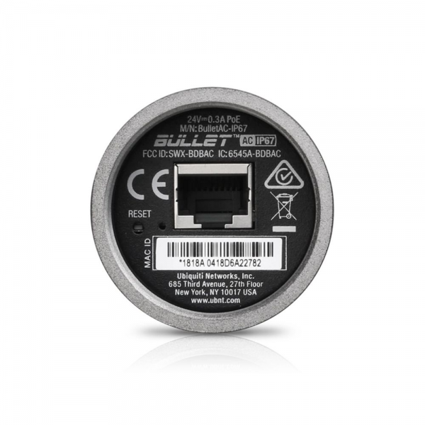 Точка доступа Wi-Fi Ubiquiti Bullet AC IP67 |BULLETAC-IP67| Ubiquiti радиоустройство 2.4/5 ГГц, airMAX ac, 20 дБм, 1x N-type, |BULLETAC-IP67| PoE-питание