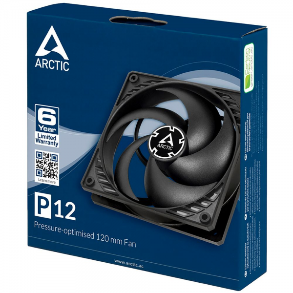 Вентилятор корпусной ARCTIC Cooling P12 (black/black) - retail (ACFAN00118A) RTL {72} (701372)