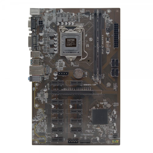 Материнская плата Afox AFB250-BTC12EX RTL LGA1151 ATX 2xDDR4 PCIEx16 11xPCIEx1 DVI VGA (783767)