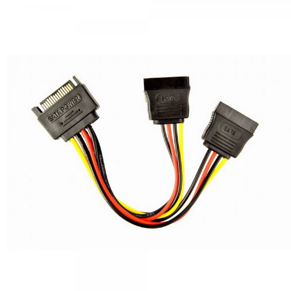 Кабель питания SATA Cablexpert CC-SATAM2F-01, 15pin (M)/2x15pin(F), на 2 SATA устр, 15см {400} (086394)