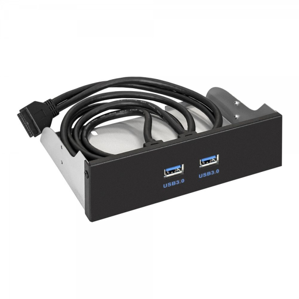 Планка USB Exegate U5H-615, 5,25", 2*USB3.0, черная, металл, подсоед. к MB OEM (127616)