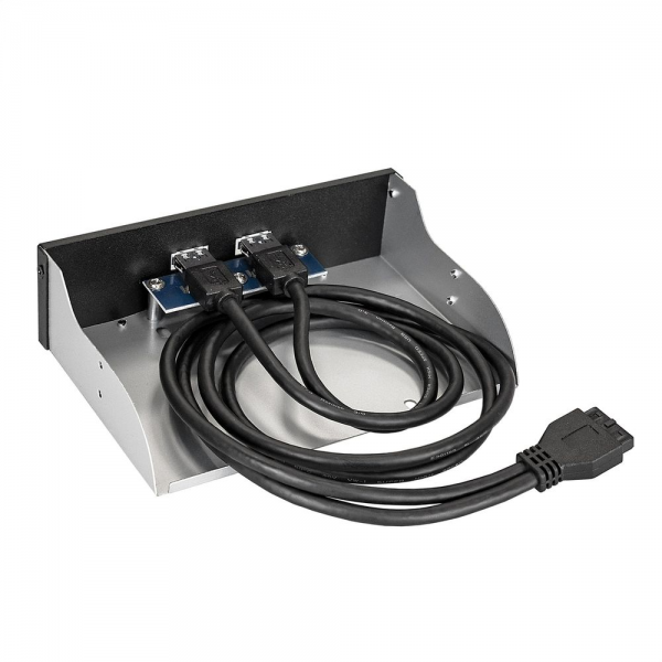 Планка USB Exegate U5H-615, 5,25", 2*USB3.0, черная, металл, подсоед. к MB OEM (127616)