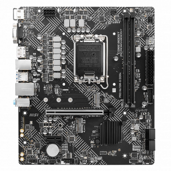 Материнская плата MSI PRO H610M-G DDR4 H610, LGA1700, 2*DDR4, 1*PCIEx16, 1*PCIEx1, 1*M.2, 4*USB3.2Gen1, 6*USB2.0, 4*SATA3.0, 1G, VGA, DP, HDMI, M-ATX, RTL