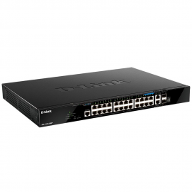 Коммутатор D-Link DGS-1520-28MP/A1A Управляемый L3 стекируемый коммутатор с 20 портами 10/100/1000Base-T, 4 портами 100/1000/2.5GBase-T, 2 портами 10GBase-T и 2 портами 10GBase-X SFP+ (24 порта PoE 802.3af/at, PoE-бюджет 370 Вт