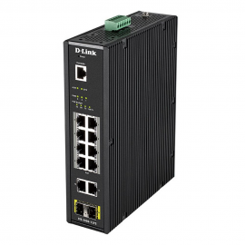 Коммутатор D-Link DIS-200G-12PS/A2A Промышленный управляемый L2 коммутатор с 10 портами 10/100/1000Base-T и 2 портами 1000Base-X SFP (8 портов PoE 802.3af/at, PoE-бюджет до 240 Вт) (464560)