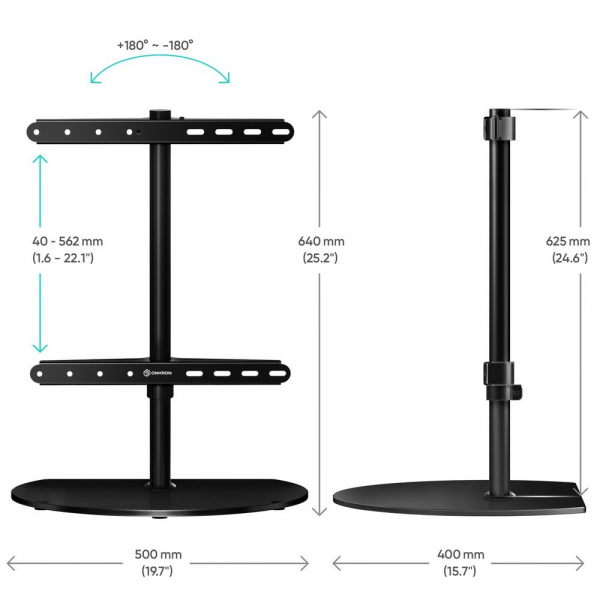 Кронштейн Onkron подставка для телевизора 32"-65" настольная, чёрная PT2 PT2 (443331)