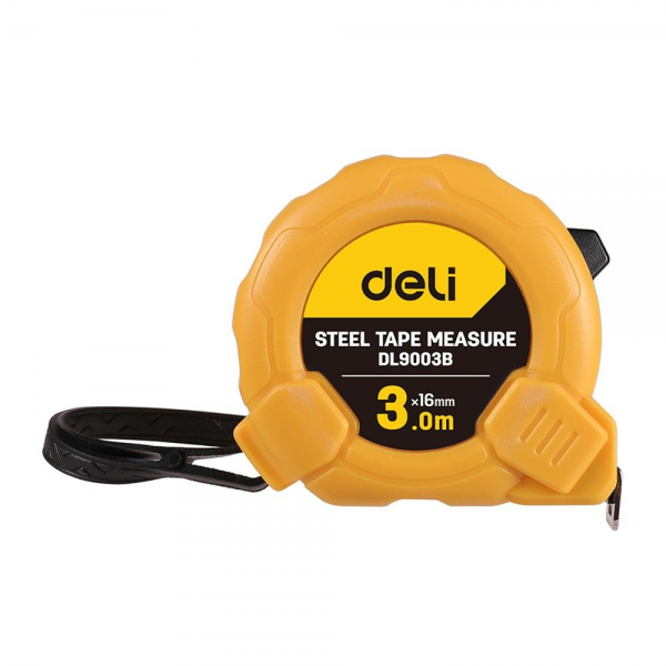 Рулетка Deli DL9003B 3м*16мм, метрическая, ударопрочный корпус