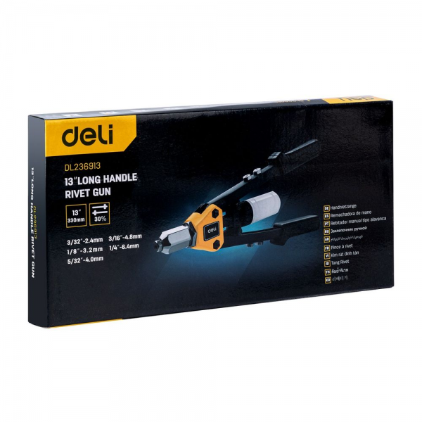 Двуручный заклепочник Deli DL236913 330мм, сталь Cr-Mo, диаметр заклепок 2,4 / 3,2 / 4,0 / 4,8 / 6,4 мм