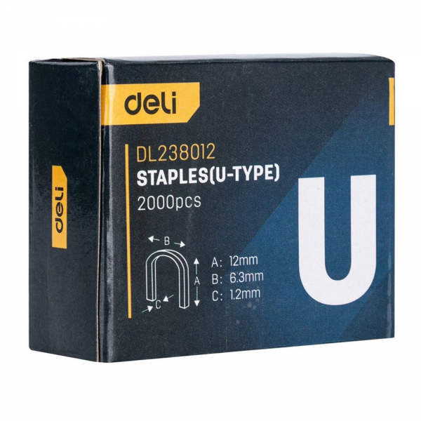 Набор скоб для степлера (Тип U) Deli DL238012 (12 х 6,3 х 1,2мм * 2000 шт)