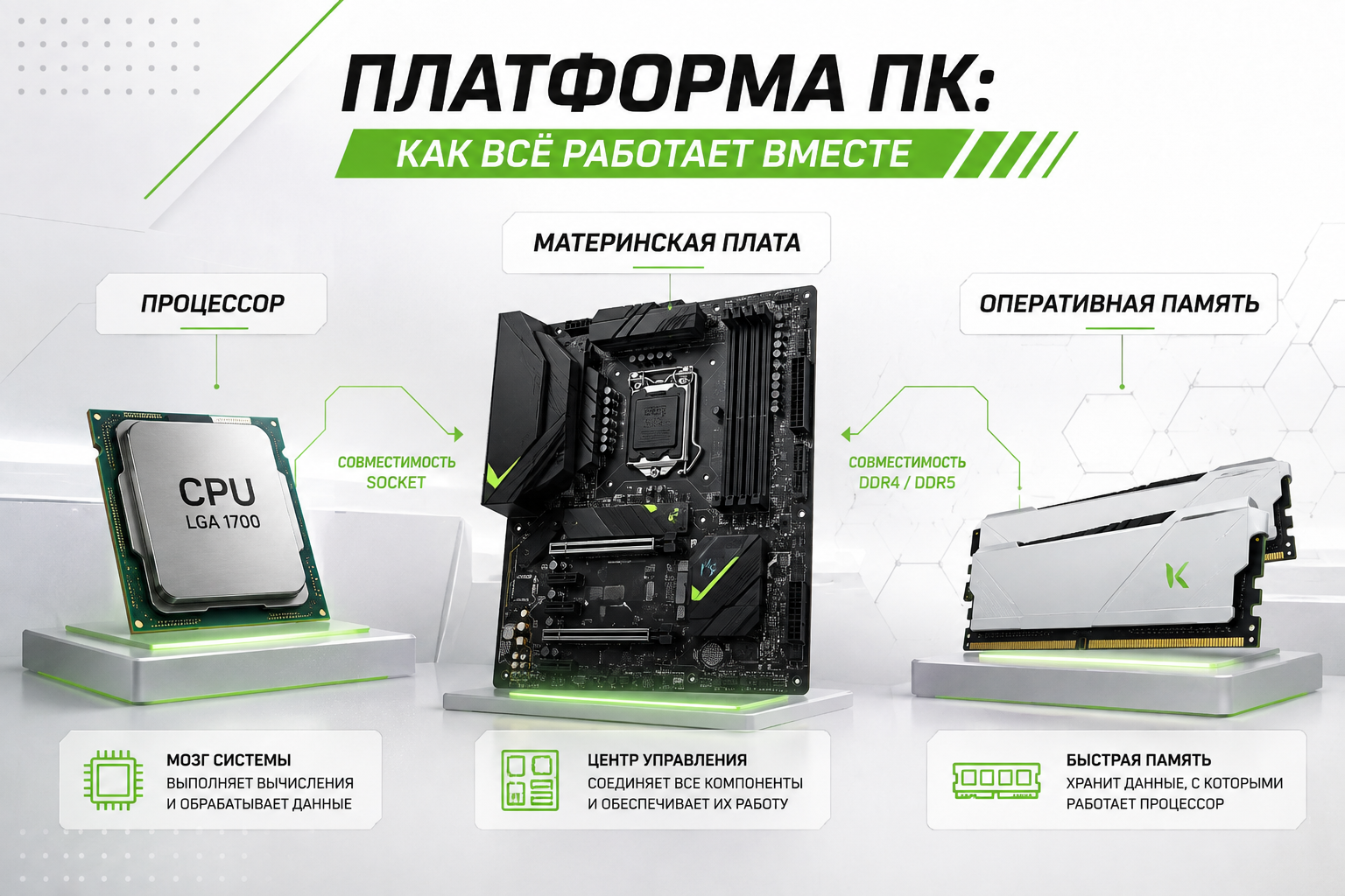 Процессор материнская плата и оперативная память DDR4 DDR5